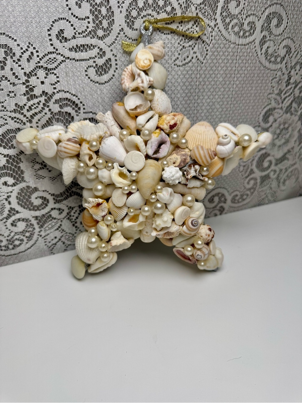 Dual Sided Coastal Seashell Star Ornament with Mirrored Glass- Mosaic